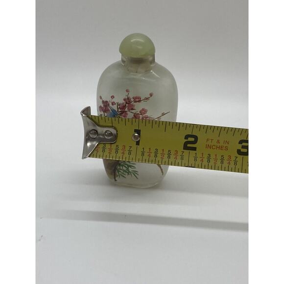 Antique Chinese Reverse Art Bottle | Inside Painted Glass Birds Cherry Blossoms - Picture 7 of 12